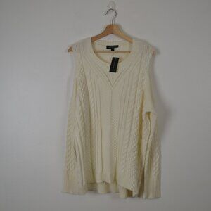Lane Bryant Open Shoulder Sweater Long Sleeve Womens 18 Cable Plus Size Stretch